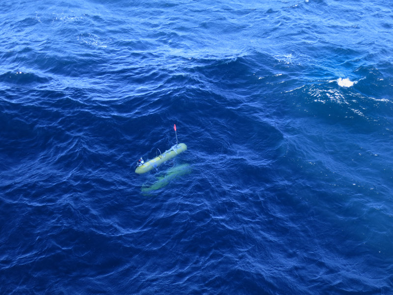 Fig. 2. AUV Popoki at the surface after completing a dive.