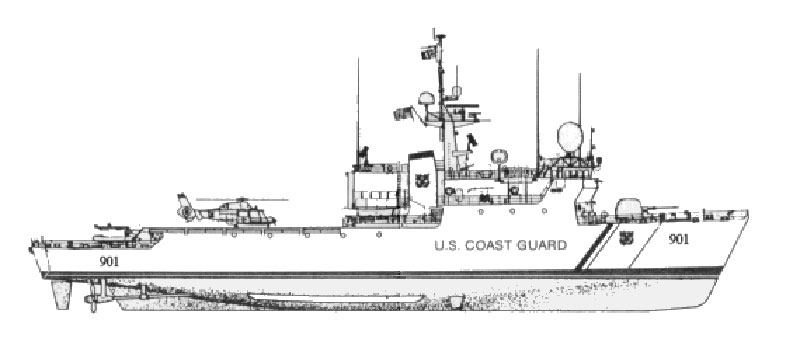 Profile view of the “Famous”-Class medium-endurance cutter Bear, currently underway to search for the wreck of the original Bear. 