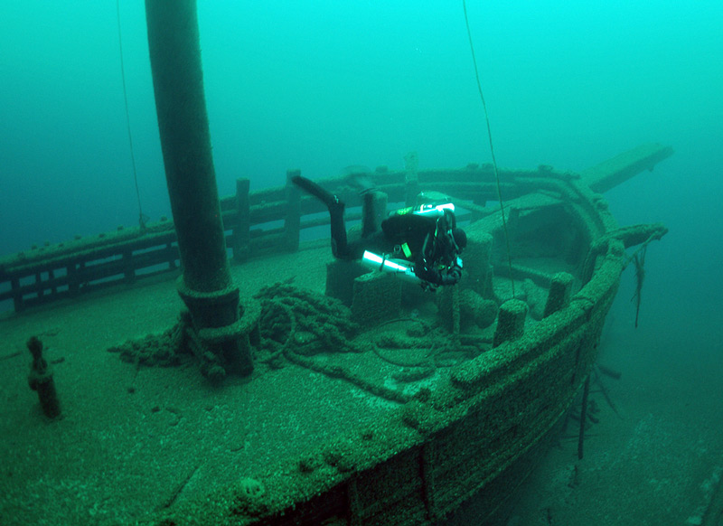 The schooner Walter B. Allen, one of 36 historic shipwrecks in the Wisconsin Shipwreck Coast National Marine Sanctuary.