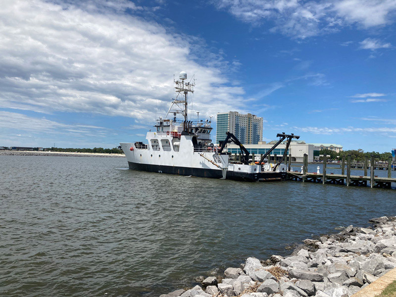 Research Vessel Point Sur in Gulfport, Mississippi, on May 1, 2022, prior to embarking on the Blue Economy Biotechnology Potential of Deepwater Habitats expedition.