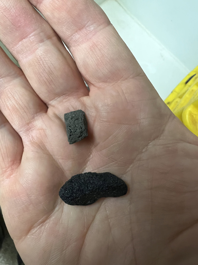Hydrothermal rock fragments recovered from the second gravity core collected during the Escanaba Trough: Exploring the Seafloor and Oceanic Footprints expedition.