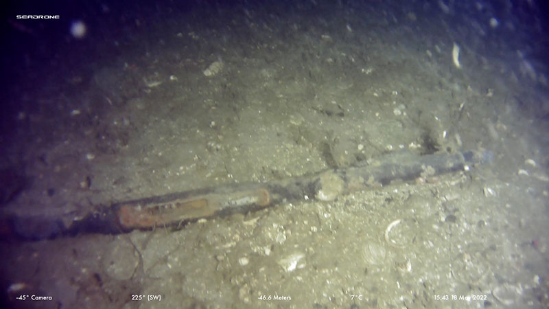 Rifle located on the seafloor in Shakan Bay at over 46 meters (151 feet) depth, discovered during the first year of the Our Submerged Past expedition.