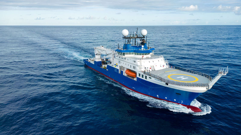 Schmidt Ocean Institute’s Falkor (too) is a 110-meter (361-foot) global-class research vessel that provides philanthropic support for ocean research and marine technology development as a state-of-the-art facility offered at no cost to scientists around the world.