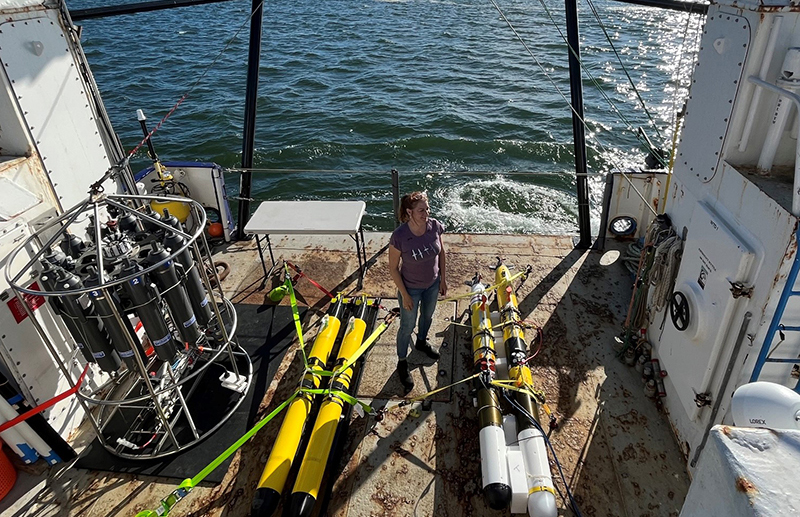 On the deck of Research Vessel <i>Rachel Carson</i>