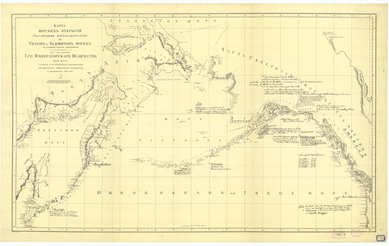 1802 map of Russian America and the Bering Sea.