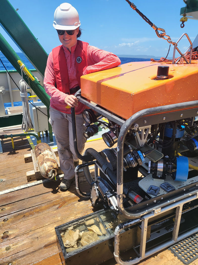 Madison Lytle with the remotely operated vehicle (ROV) crew on the deck ...