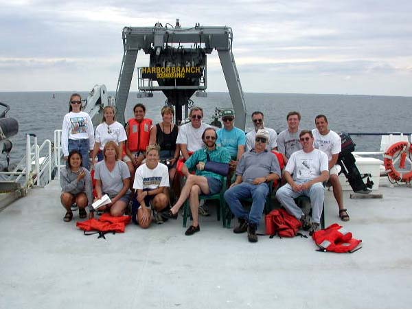 Crew on the Seward Johnson II at the Oculina Bank Reserve