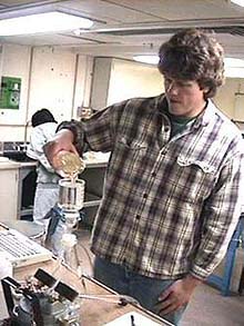 Keith Bosley working in lab