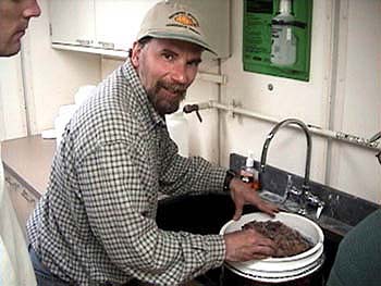 Ric Brodeur, fisheries oceanographer, sorting krill