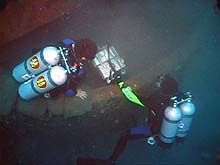 divers guide sub-bottom profiler