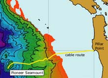 Map of Pioneer Seamount cable