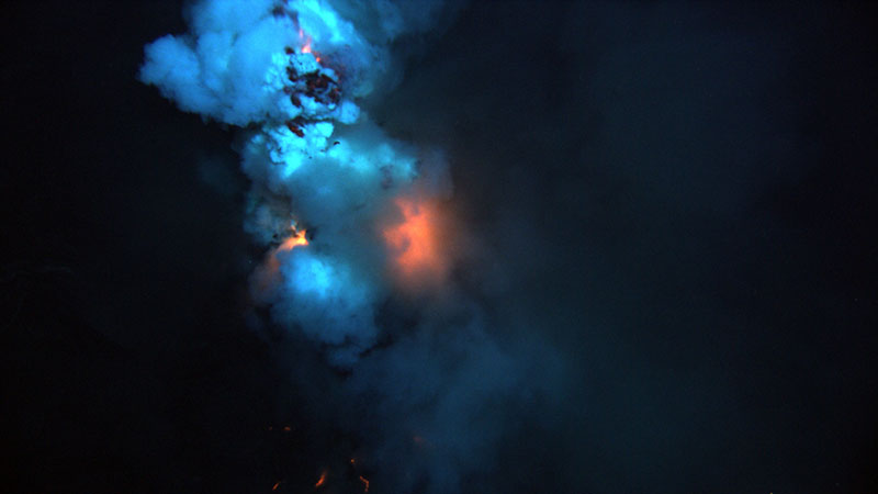 Volcanoes are one kind of feature that forms along convergent plate boundaries, where two tectonic plates collide and one moves beneath the other. This photo shows an explosion near the summit of the West Mata volcano within the Pacific Ocean; the image area is about 1.8 meters (6 feet) across in an eruptive zone about the length of a football field that runs along the summit.