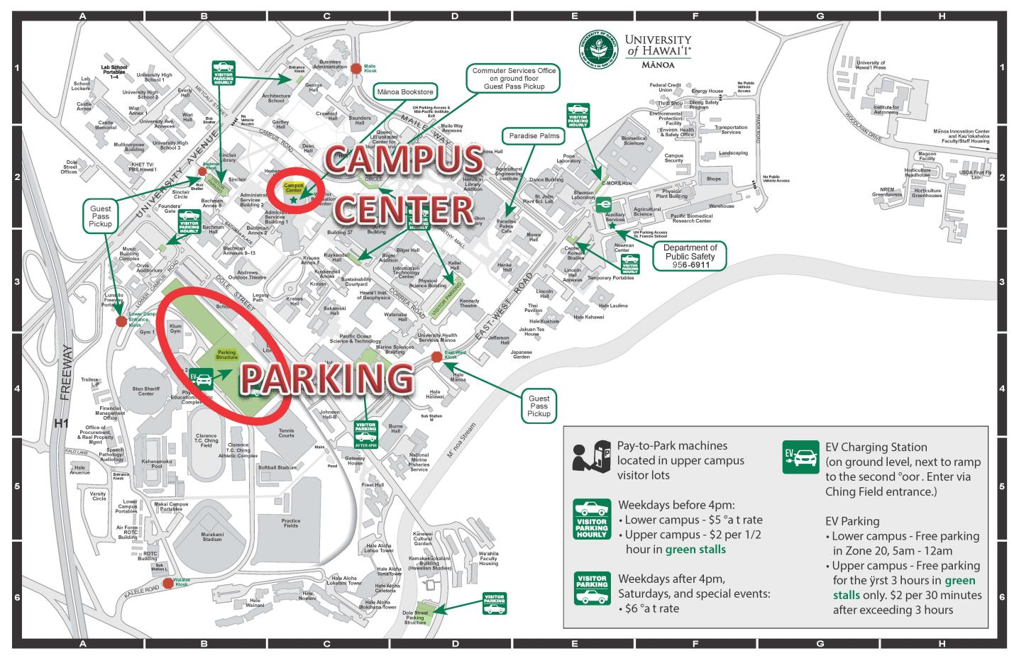 Map of University of Hawaii, Manoa Campus Center