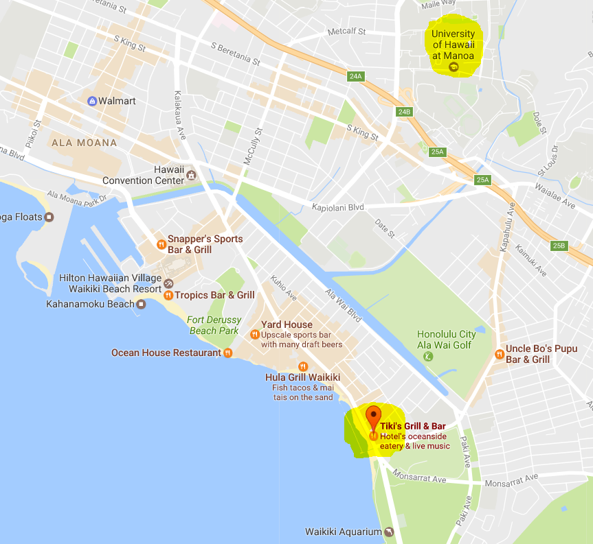 Map to Tiki's Grill and Bar
