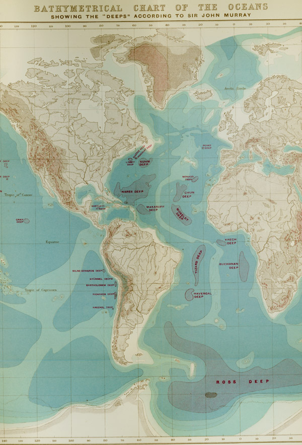 Mid-section of Bathymetrical Chart of the Oceans showing the 