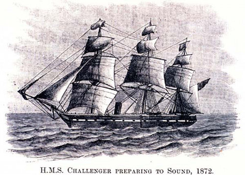 HMS Challenger preparing to sound, 1872.