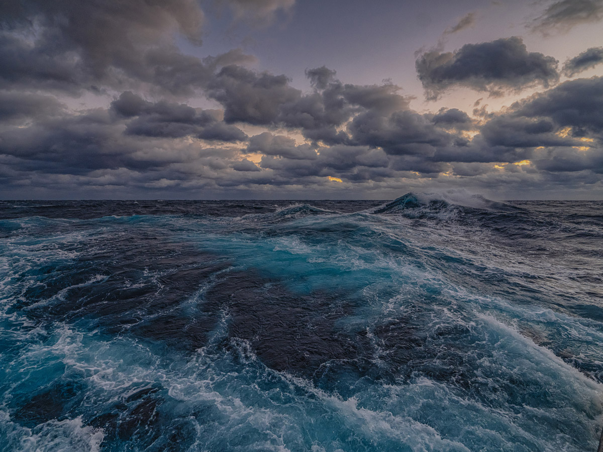 While a rough ocean is still a beautiful ocean, it can hamper remotely operated vehicle operations. On November 13, the planned dive for the 2019 Southeastern U.S. Deep-sea Exploration was canceled due to the rough seas shown here. Image courtesy of Art Howard, Global Foundation for Ocean Exploration, NOAA Office of Ocean Exploration and Research, 2019 Southeastern U.S. Deep-sea Exploration.