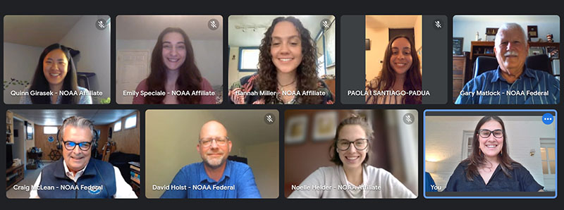 2021 NOAA Ocean Exploration interns during a conference call with NOAA Research leadership.
