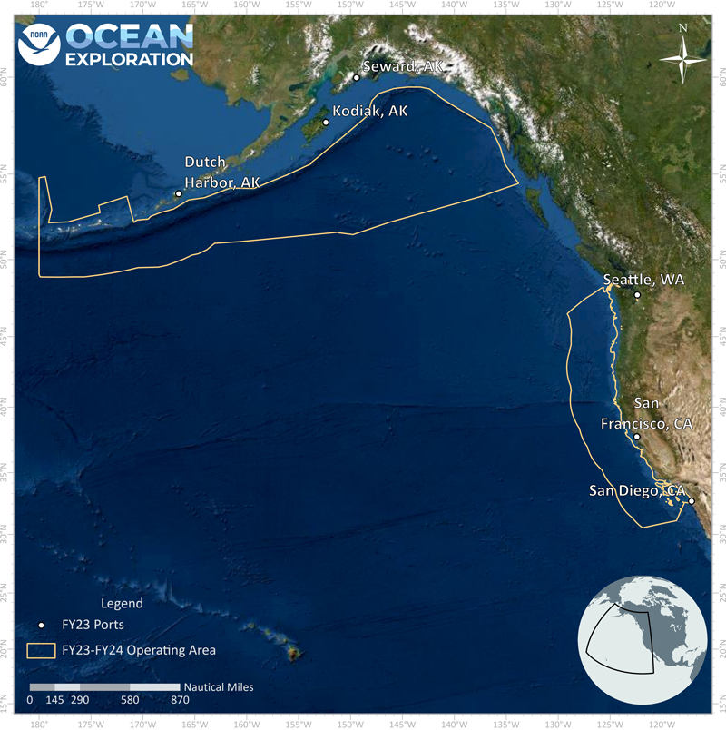 NOAA Ship Okeanos Explorer FY23 and FY24 U.S. West Coast and Alaska Expeditions