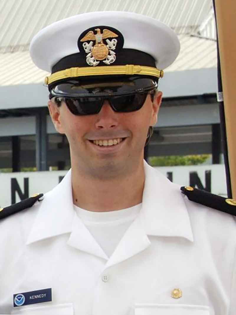 Junior Ensign Brian Kennedy, Watchstander: ENS Kennedy is a watchstander-in-training and assists with all safety and navigation duties. He is also a NOAA Dive Officer and is responsible for maintaining diving equipment and planning working hull dives.