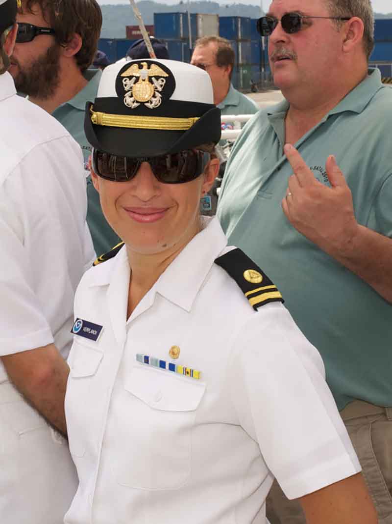Lieutenant Nicola Verplanck: Operations Officer: As the Operations Officer, LT Verplanck is the liaison between mission personnel (ashore and aboard the ship) and the ship's crew. She stands watch on the bridge and trains new officers on the roles and responsibilities of being an Officer on Deck (OOD).