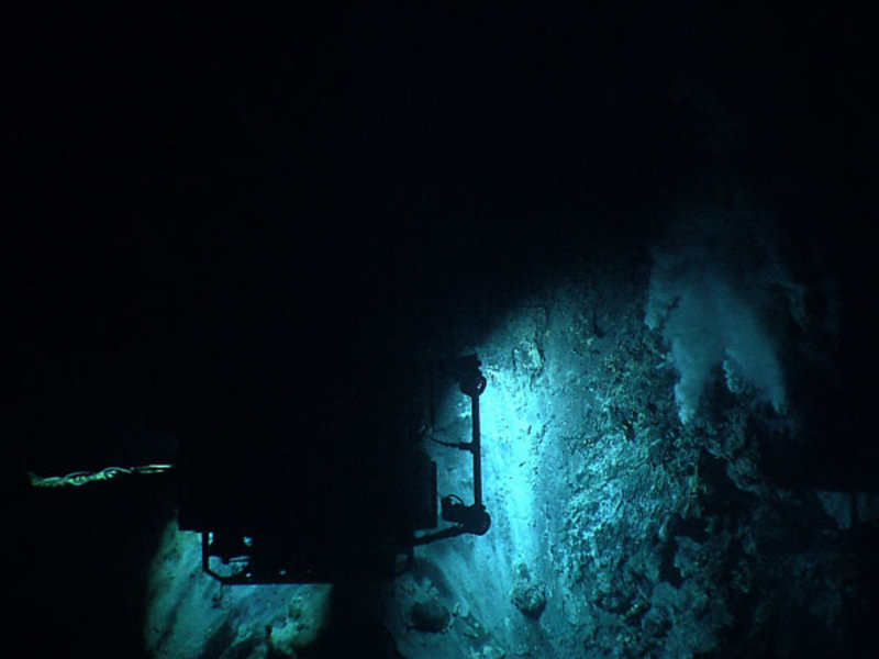 The Little Hercules ROV shines its lights on active hydrothermal venting at Kawio Barat submarine volcano.
