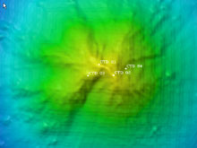 Bathymetric image of Kawio Barat volcano created with data acquired during INDEX 2010.