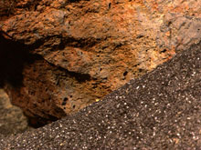 Many of the rocks we see exposed on the western slope of Kawio Barat are highly vesicular, i.e. they are full of holes left by gas bubbles present in the lava as it froze during eruption. The lavas here must have been exceptionally gas-rich to produce so many gas bubbles at a depth of nearly 2000 meters.