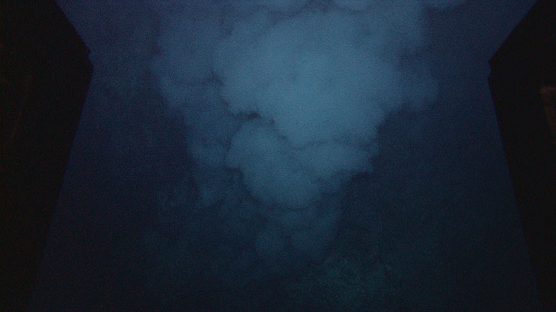 The Little Hercules ROV images a vent plume as it descends to the summit of Kawio Barat submarine volcano.