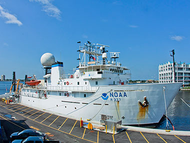 NOAA Ship Okeanos Explorer is docked in Norfolk awaiting a June 2012 cruise to map the mid-Atlantic's deep water canyons.
