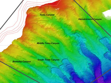 The map displays bathymetry collected during the first ACUMEN cruise.