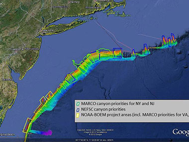 Image includes area surveyed by NOAA Ship Okeanos Explorer during an expedition in May and June 2012.