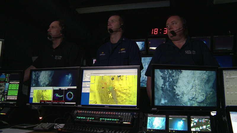 ROV Team Lead Dave Lovalvo, Commanding Officer CDR Kamphaus, and Science Team Lead Chris German talk about our operations at the Mid-Cayman Rise with participants located at both the Silver Spring ECC, and URI's Inner Space Center.