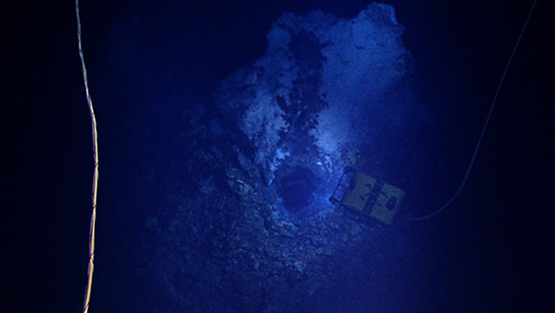 From the very first moment of the very first dive we were able to land the ROV right at the summit of the central Von Damm hydrothermal field. Even then, I was not prepared for the 8m tall spire that we found and certainly not for the more than 1m wide orifice emitting hot fluids from close to its summit!