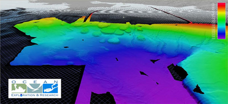 Multibeam bathymetry data showing DeSoto Canyon and Salt Domes in the Northern Gulf of Mexico.