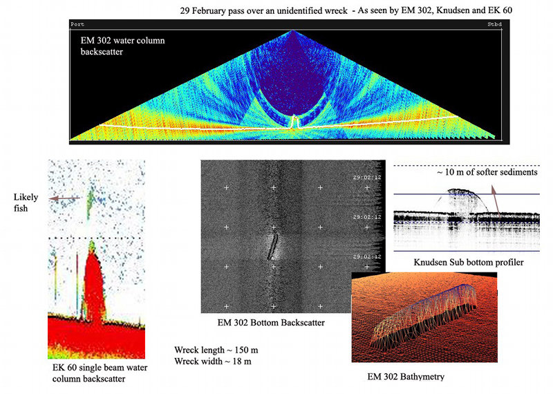 A known but unidentified wreck investigated by the Okeanos Explorer during her transit from Charleston, SC, to the northern Gulf of Mexico.