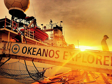 NOAA Ship Okeanos Explorer prepares to depart for the Northeast U.S. Canyons 2013 Expedition.