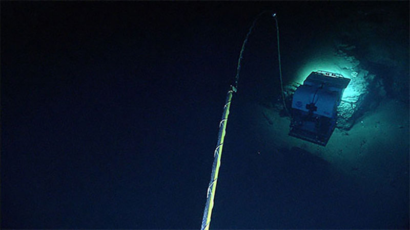 A view of the Deep Discoverer remotely operated vehicle (ROV) from the Seirios camera sled in Heezen Canyon.