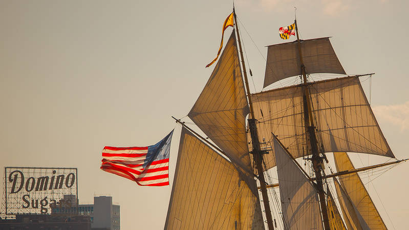 To kick off the Star Spangled Spectacular, Sail Baltimore hosted a parade of ships which included tall ships, like the Gazela pictured here, as well as Navy, Coast Guard, and NOAA Ships.