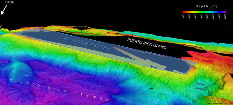 Oblique view showing Leg 2, Priority 1 survey area. Figure created in Fledermaus.