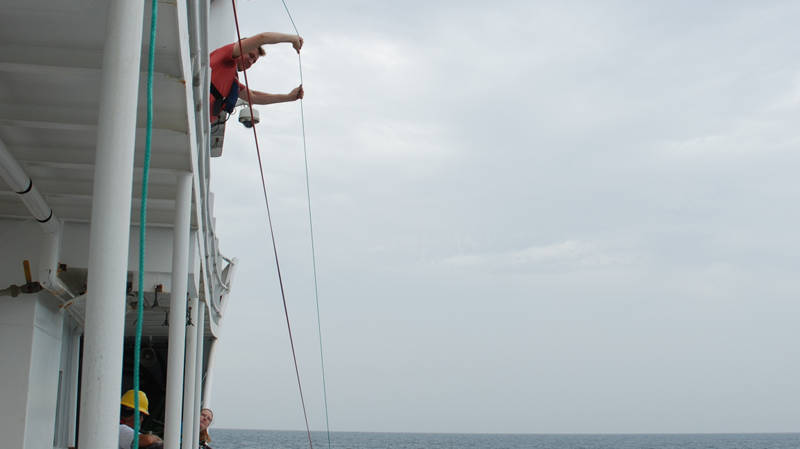 Deploying the Salinity Snake. During this expedition, we tested a newly developed technology to measure sea surface salinity call the Salinity Snake.