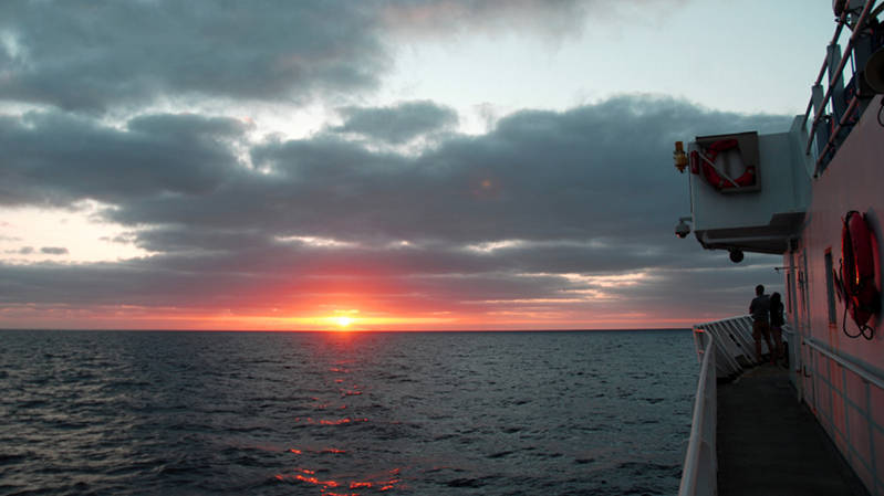 Sunset at sea is often a highlight of the day.