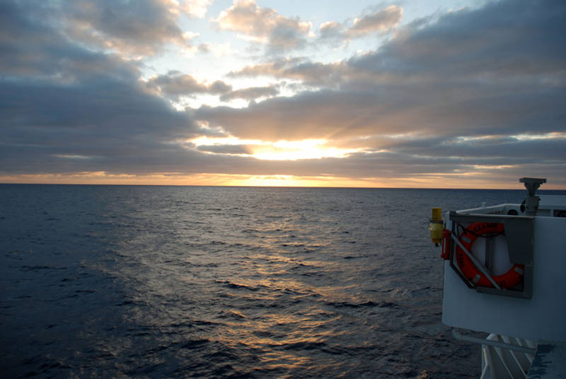 Sunset onboard NOAA Ship Okeanos Explorer as we head north for our emergency dry dock repair period.