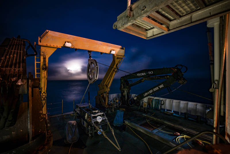 Lieutenant Commander James Brinkley on the deck of NOAA Ship Okeanos Explorer.