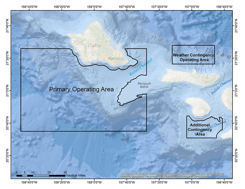 Map of the planned expedition operating areas.