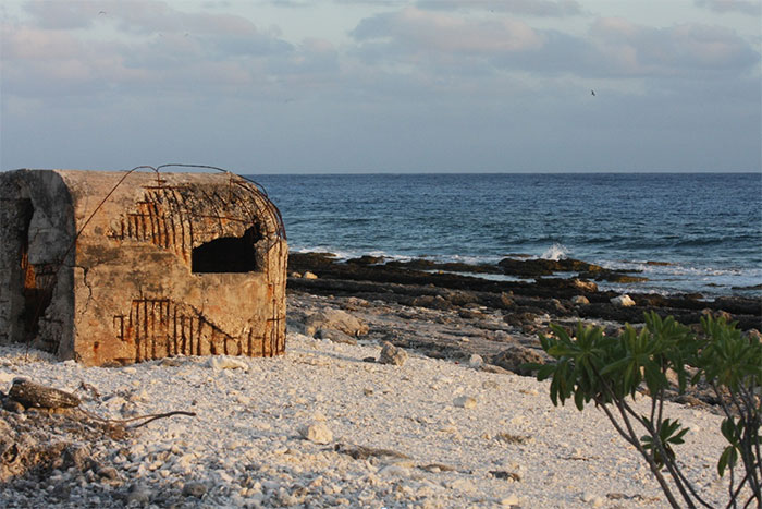 World War II shoreline pillbox at Wake Island.