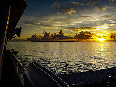 Sunrise seen from the bridge wing of the Okeanos Explorer.