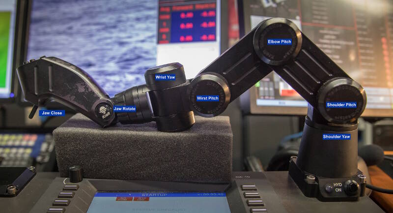 ROV pilots use this scale model version to control D2's manipulator arm when collecting a sample.