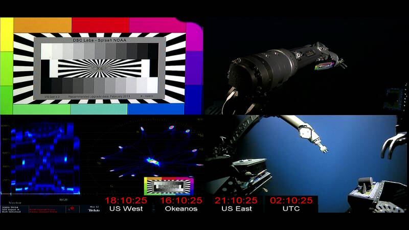 This Quad-Split image shows multiple cameras and windows that we use during the daily camera color calibration procedure.