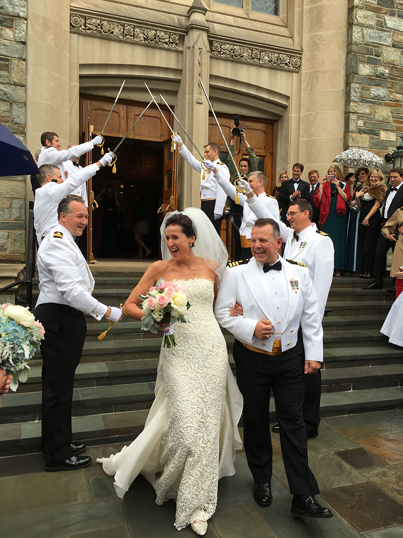 Eric Johnson with his wife, Angela, and NOAA Corps Officers during their recent wedding.